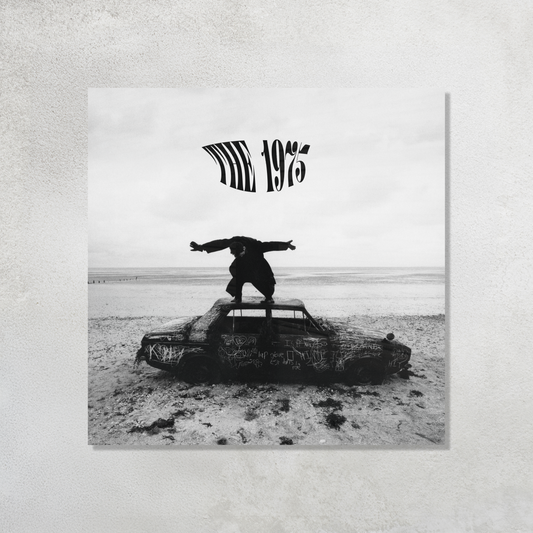 The 1975 Being Funny In A Foreign Language Album Cover featuring Matty Healy printed on premium glossy Acrylic Plaque Vibe Panel by Aniatic. B&W Indie wall art.