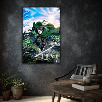 Wall art of an animated character in a scenic setting on a dark wall.
